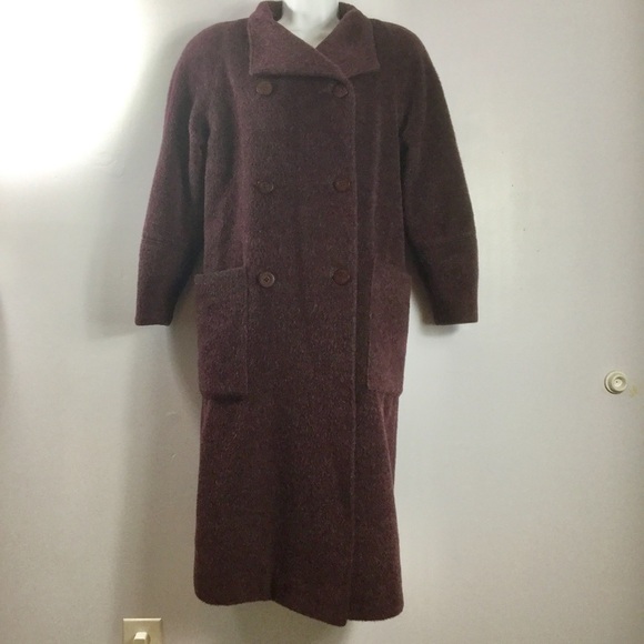 𝅺vintage Pavilion Dark Purple Wool Double Breasted Coat - Picture 1 of 7